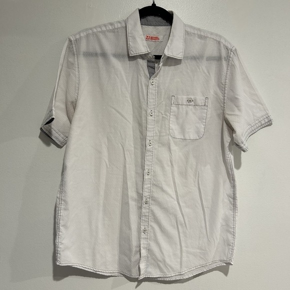 Michael Brandon Other - Michael Brandon White‎ Men's Button Down Short Sleeved Shirt Med Semi Sheer